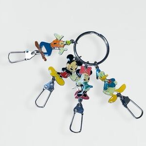 Disney 4 Charms Key Chain Mickey Minnie Goofy Donald Duck